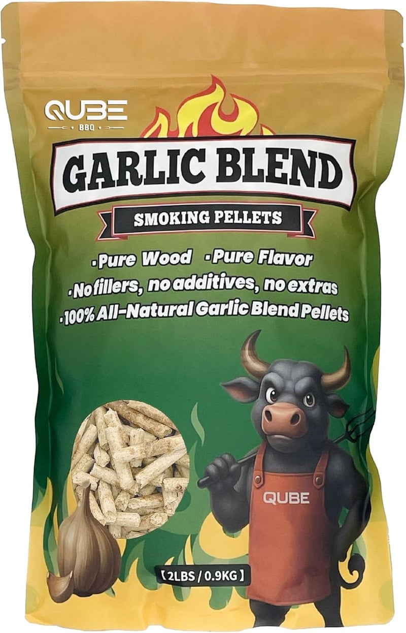 QUBE BBQ Garlic Blend Smoking Pellets | Bold & Savory BBQ Smoke | Use Less, Taste More | All-Natural Smoking Blend for Grills, Smokers, and Tubes | 2lb Bag - Image 1